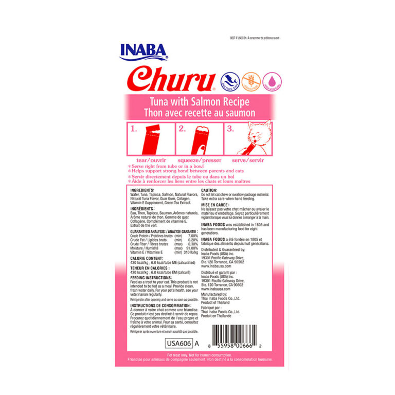 CHURU SNACK PARA GATOS ATÚN CON SALMÓN X 4 U - Imagen 2