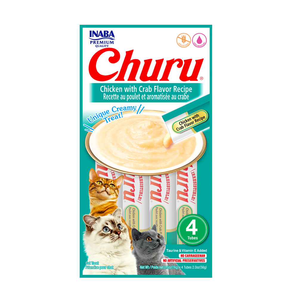 CHURU SNACK PARA GATOS POLLO CON CANGREJO X 4 U
