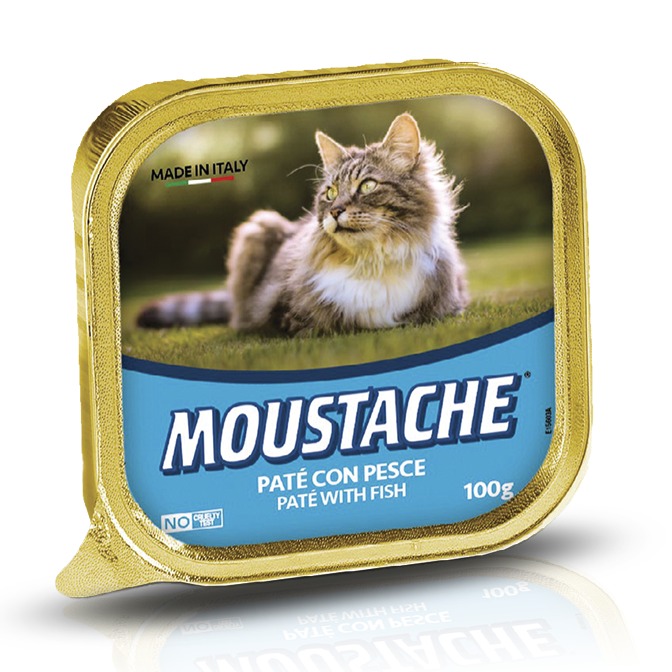 MOUSTACHE PATÉ GATOS ADULTOS SABOR PESCADO x 100 G