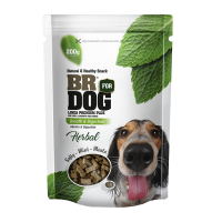 Snacks BR para perros sabor menta que mejoran el aliento y la digestión.