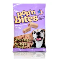 Snack Pop’n Bites Cheezy Dogs sabor hot dog con queso para perros adultos 99.3 g.